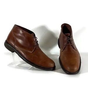 Johnston & Murphy Mens 9 1/2 M Copeland‎ Brown Leather Chukka Booties 25-2022